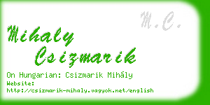 mihaly csizmarik business card